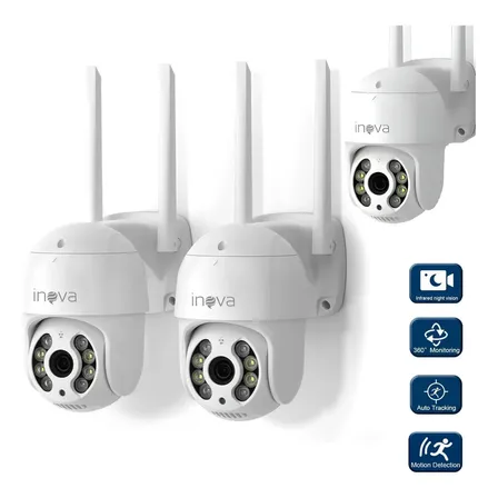 Kit 3 Câmera Segurança Externa Ip Wi-fi Inteligente Com Alarme, 360° Full Hd Ptz Visão Noturna Colorida Rastreamento... Branco