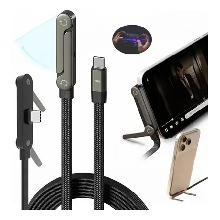 Cabo USB-C para USB-C de 240W com Suporte Dobrável e Carga Rápida de 1.5m