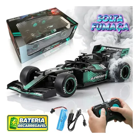 Carrinho de Formula 1 com Controle Remoto Atacarejo Kids Preto Verde Carrinho de Corrida Brinquedo para Menino