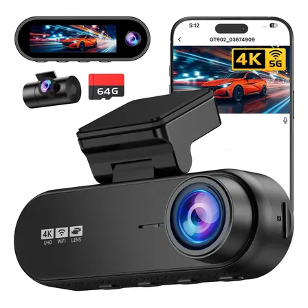 Câmera Veicular OLAFVI GT902 4K Com Três Lentes, Wi-Fi e Tela 3.19"