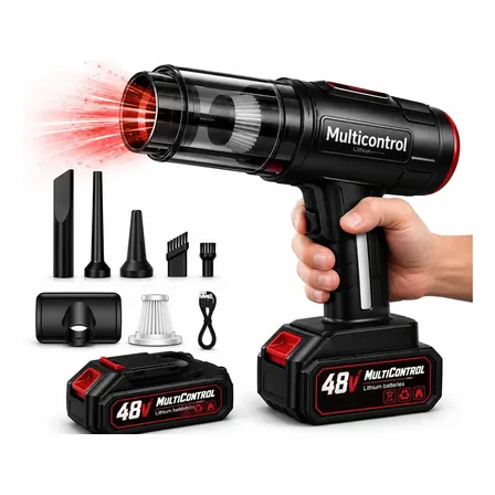 Aspirador De Pó Portatil Recarregável Turbo Com Bateria 48v 3000mah Sem Fio Automotivo Elétrico Soprador Para Casa Carro Escritório Preto 127/220v - Multicontrol