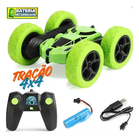 Carrinho De Controle Remoto 4x4 Giro 360 Pirueta Carro Maluco Colorido Grande Bateria Recarregável Atacarejo Kids