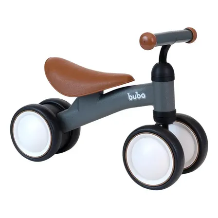 Bicicleta De Equilíbrio 4 Rodas Buba Retro Sem Pedal Cinza