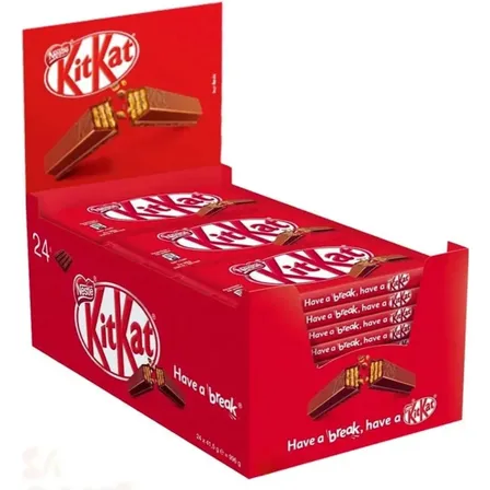 Chocolate Ao Leite Kit Kat - Caixa Com 24 Unidades De 41,5g