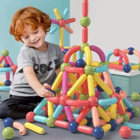 Blocos De Montar Magnéticos Toys Bloco De Montar 128 Peças Em Saco modelo 2026