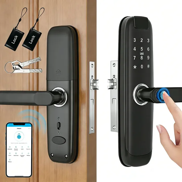 Fechadura Digital Biométrica Tuya Com Wi-fi Para Casa E Hotel Preto