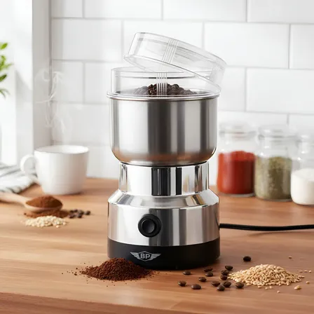 Moedor De Café Triturador De Grãos Sementes Elétrico Automát Prateado