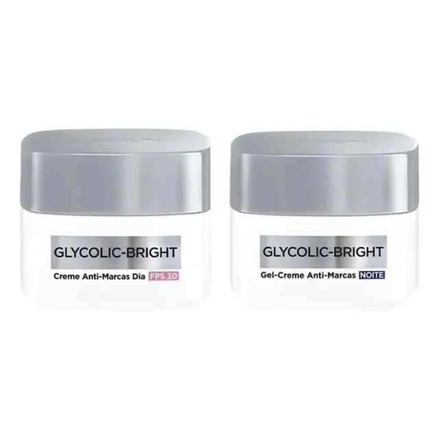 Kit Loreal Potes Creme Glyco-bright Dia + Noite, 49g Todo Tipo De Pele