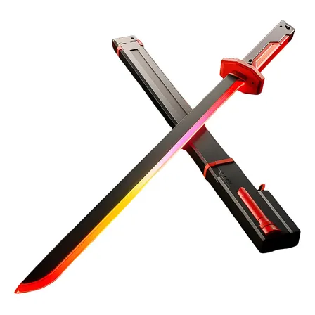 Espada Katana C/led Rgb 80cm Lançador De Fumaça Faisca Som Preto