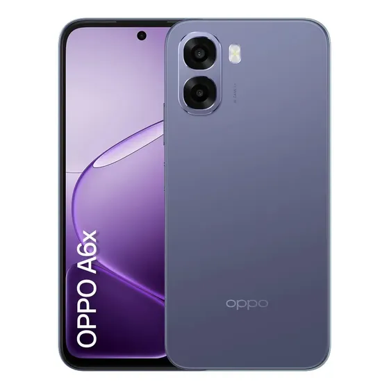Smartphone Oppo A6x 128GB 12GB Ram (4GB + 8GB Virtual Ram) Bateria Gigante 6500 mAh Câmera AI NFC Violeta