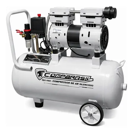 Compressor De Ar Isento Óleo Odontológico 30 Litros 120psi Branco 50/60hz Monofásica