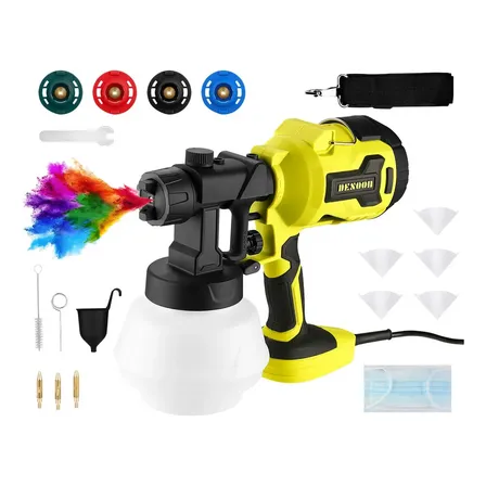 Pistola De Pintura 1200w Profissional Elétrica Hvlp Pulverizadora 1000ml 32000rpm Com 4 Bicos De Cobre Puro 220v Desoon