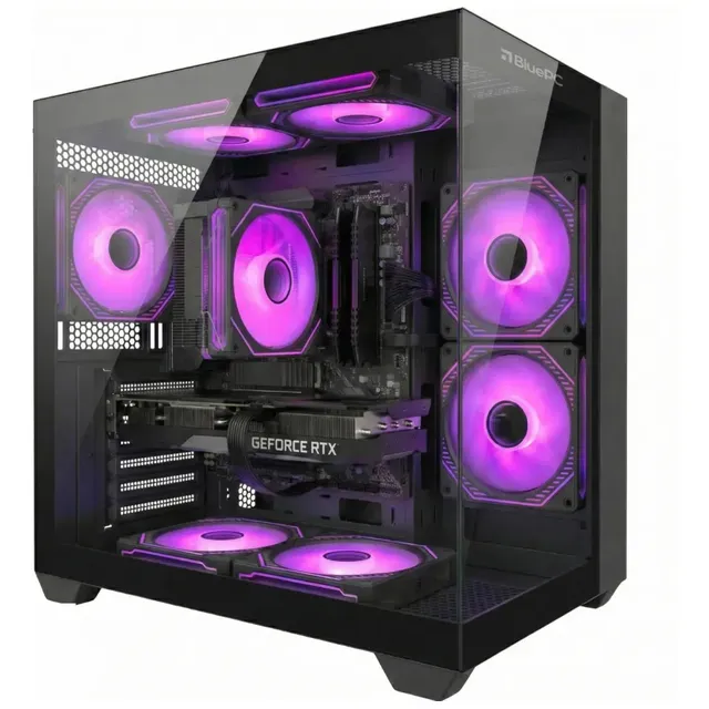 PC Gamer LUDIC by BluePC - AMD Ryzen 5 8400F, Geforce RTX 5060 8GB, 16GB DDR5, SSD 512GB M.2 NVMe, 600W 80 Plus, Preto, 7 fans RGB - PGBP-LU2192