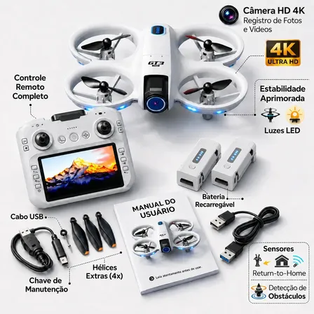 Drone Gt3 Max 4k Ultra Hd Camera Fpv 5g Dobravel 2 Baterias Bolsa Transporte Controle Com Tela Integrada Imagens Estaveis Estabilizador Digital Fotografia Aerea Video Profissional Longo Alcance
