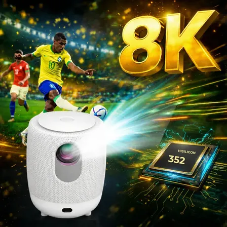 Projetor Smart Aliron Max Android 14 Full HD 4K 8K com WiFi 6 e Bluetooth