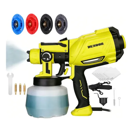 Pistola De Pintura 1600w Real Profissional Pulverizador 1200ml 38000rpm 3 Regulacoes De Spray Com 4 Bicos Cobre E Acessórios 220v Desoon