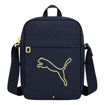 Bolsa Transversal Puma Plus Portable Unissex Azul Escura Lisa Níquel