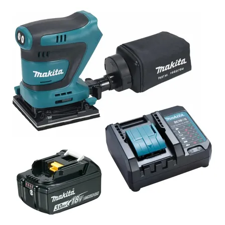 Lixadeira Orbital Dbo480z + Carregador E Bateria 3ah Makita Azul-turquesa