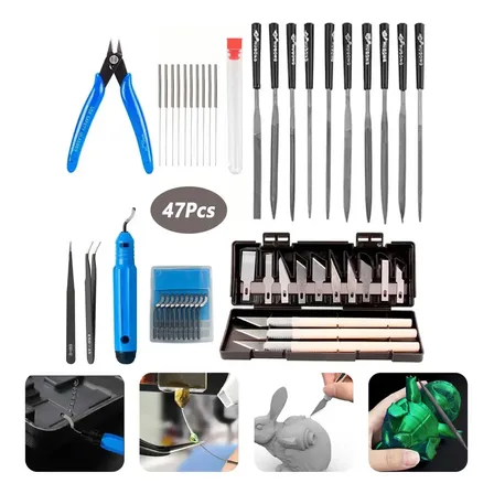 Kit 47 De Acessorios Ferramentas Completo Para Impressão 3d Manuais Orginal Novo Estilete Pinças Agulha Inox Agulhas De Limpeza De Bico Alicate Para Bambu Labs 0.2/0.25/0.3/0.35/0.4mm Acabamento