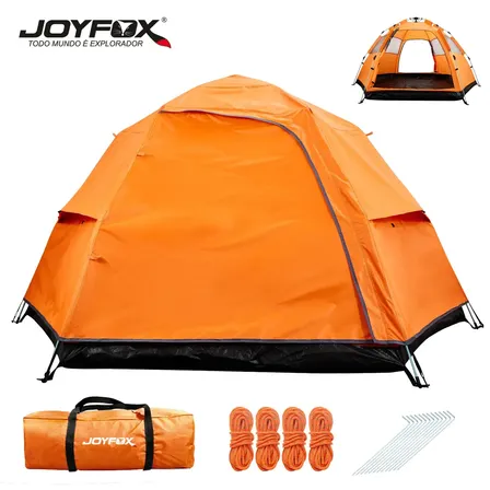 Barraca Camping Automática Joyfox 5-6 Pessoas Impermeável 3000mm Acampamento Barraca 280*240*150cm Pop Up Laranja