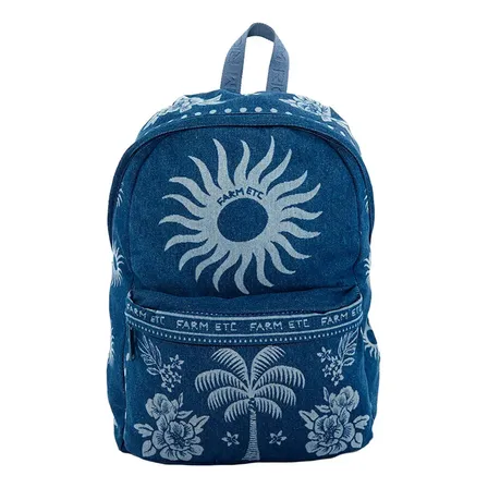 Mochila Farm Xodó Jeans Lenço Tropical Azul