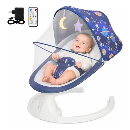 Cadeira de Balanço Elétrica Flybb DDYY08 com Mosquiteiro, Bluetooth e 5 Velocidades