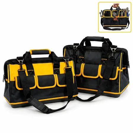 Bolsa de Ferramentas Grande de Lona Reforçada SHOKKI, Profissional Com Divisórias e 16 Bolsos