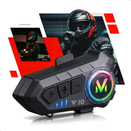 Fone De Ouvido Para Capacete Intercomunicador Bluetooth Headset Rgb Sem Fio Música Gps Chamadas Handsfree Alta Potência Cow
