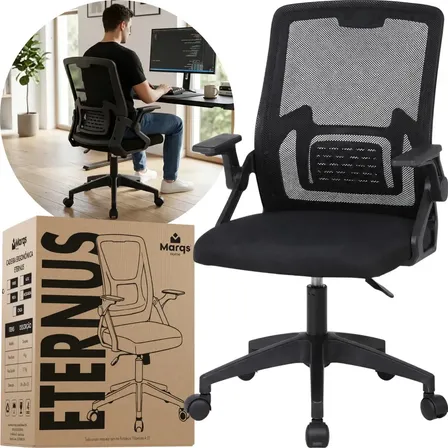 Cadeira De Escritorio Ergonomica Nr17 Ethernus Marqs Home Giratoria Resistente Reforçada 180kg Confortavel Reuniao Preto Mesh
