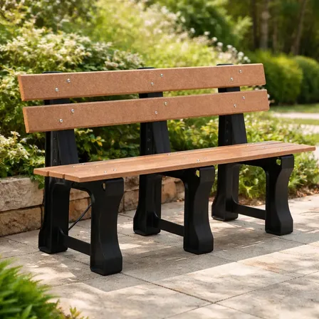 Banco De Jardim Mbs Deck 3 Lugares Madeira Plástica Tríade Ecológico Fixação Padrão-zincado Branco Marrom Ipê Liso