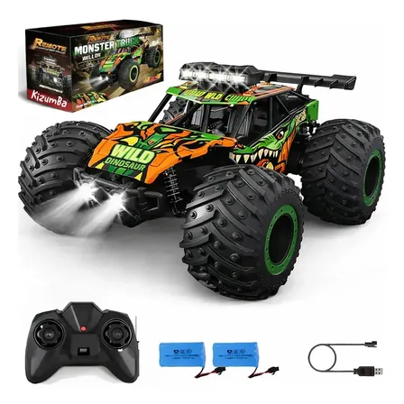 Carrinho Controle Remoto 2.4Ghz Off Road Monster Truck Alta Velocidade 25km/h Resistente Rápido Metal Recarregavel Com 2 Baterias Kizumba