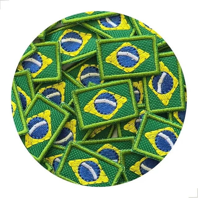 Kit Com 20 Patches Bordados Bandeira Do Brasil Termocolantes Verde