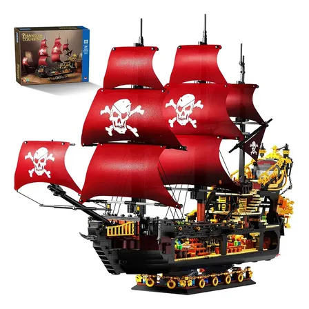 Kit De Blocos De Brinquedo Navio Pirata Pérola Negra 3399 Pcs Brastoy | Blocos Magneticos Bloco Grande De Montar Infantil