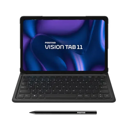 Tablet Positivo Vision TAB 11 - 8GB RAM 128GB de Armazenamento - Capa com Teclado e Caneta, Wi-Fi e 4G, Tela 11" Full HD IPS - Preto