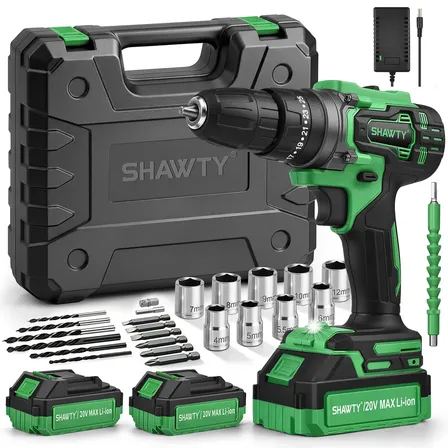 Parafusadeira Furadeira Impacto Shawty Professional Chave De Fenda Chave Impacto Kit Completo Sem Fio 2 Baterias Com Maleta Ferramenta Eixo Flexível Brocas Bits Soquetes 20v 48n.m