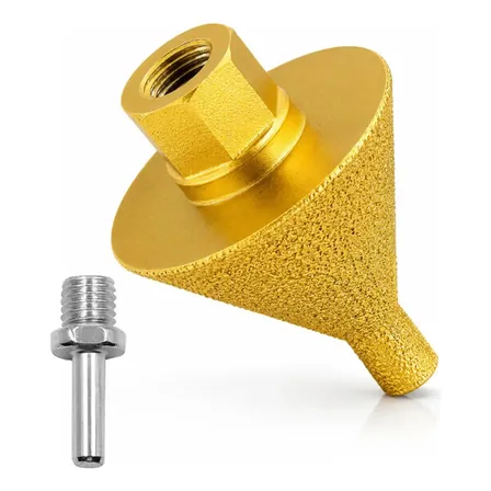 Broca Diamantada Cônica Porcelanato 38mm M14 Mármore Vidro Furo Chanfro Granito Estilo Serra Copo Escalonada