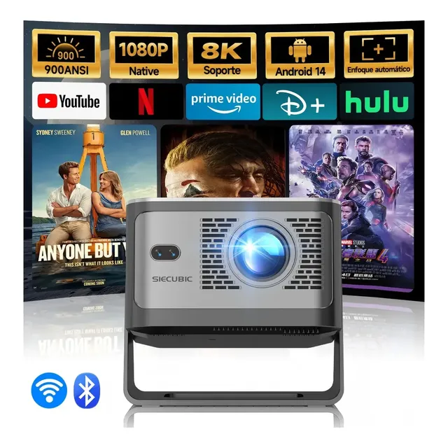 Projetor Siecubic Hy350ultra Full Hd 1080p Nativo Para Cinema Em Casa Com Android 14, Wi-fi 6 E Foco Automático Cinza-escuro 127/220v