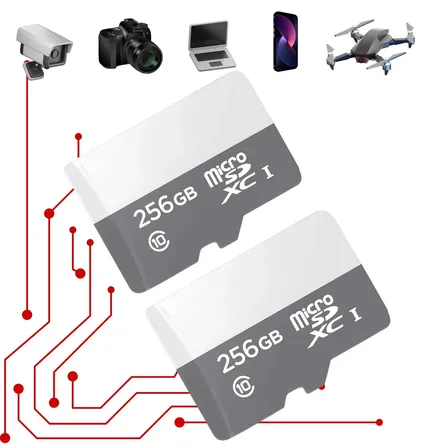Kit 2 Cartão De Memória 256gb Para Câmeras De Segurança Ou Fotográficas Drones Celular Micro Sd Classe 10 Ultra 100mb/s Cartão Sd Ultrapixel