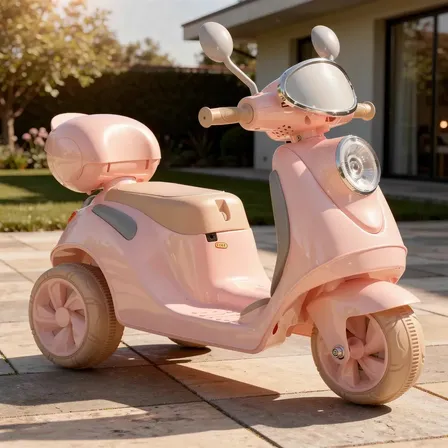 Mini Moto Elétrica Scooter Infantil Lambreta Bateria 6v Led Rosa