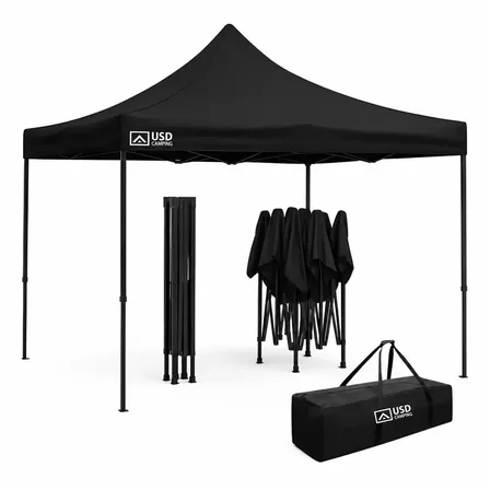 Tenda Gazebo 3x3 Sanfonado Retrátil Pesca Praia Camping C/ Bolsa De Transporte Marca Usd Cor Preto