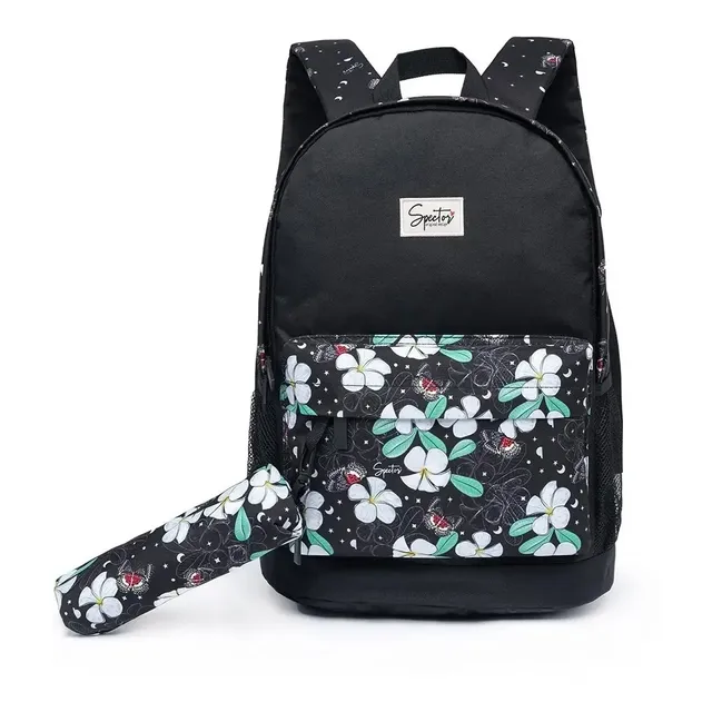 Mochila Bolsa Escolar Spector E Estojo Reforçada Juvenil Cor Preto