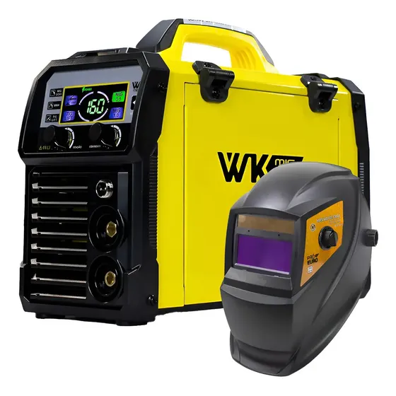 Máquina Solda Mig 160 3 Em 1 Wk + Máscara Profissional Amarelo