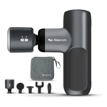 Pistola Massageadora Deep Cryo Profunda Quente E Frio 5 Ponteiras Cinza-escuro Relaxmedic