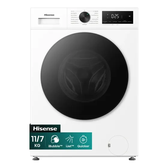 Lava e Seca Hisense 1i Branca 11kg/7kg Inverter 15 Programas Steam WD1i1141BW1 110 V