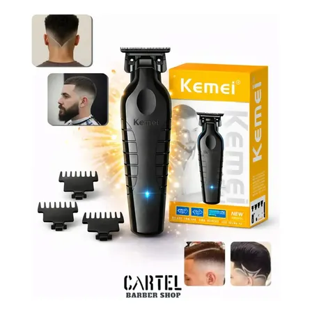 Maquina Corte Cabelo Acabamento Pezinho Barba Depilar O Corpo Portátil Com Carregamento Usb Km-2299 Sem Fio Profissional Cor Preto Cartel Barber Shop 127/220v