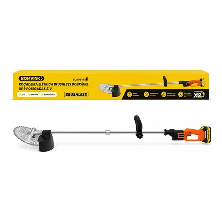 Roçadeira Elétrica Brushless Dobrável 21v 1000w 9 Pol Laranja