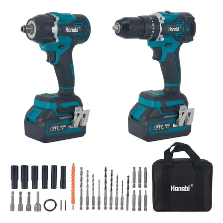 Kit Furadeira Parafusadeira Chave De Impacto Brushless 21v Azul-petróleo 60