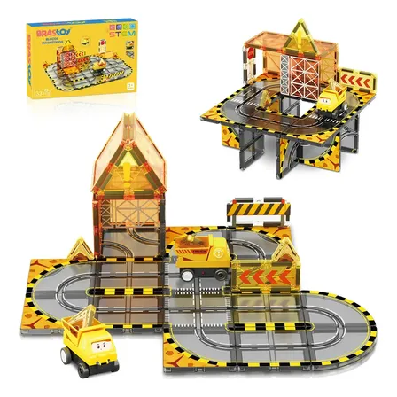 Blocos De Montar Magnéticos Infantil Brinquedo Educativo Kit 33 33 Peças De Blocos Magnéticos De Montar Com Tema De Engenharia