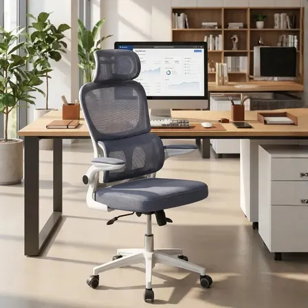 Cadeira de Escritorio Ergonomica Presidente Giratoria Apoio de Lombar Vincere Brasil Cor Cinza