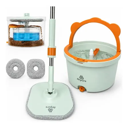 Mop 2 Águas Premium Separação Água Limpa E Suja Cabo 1,6 Mts Verde Com Laranja